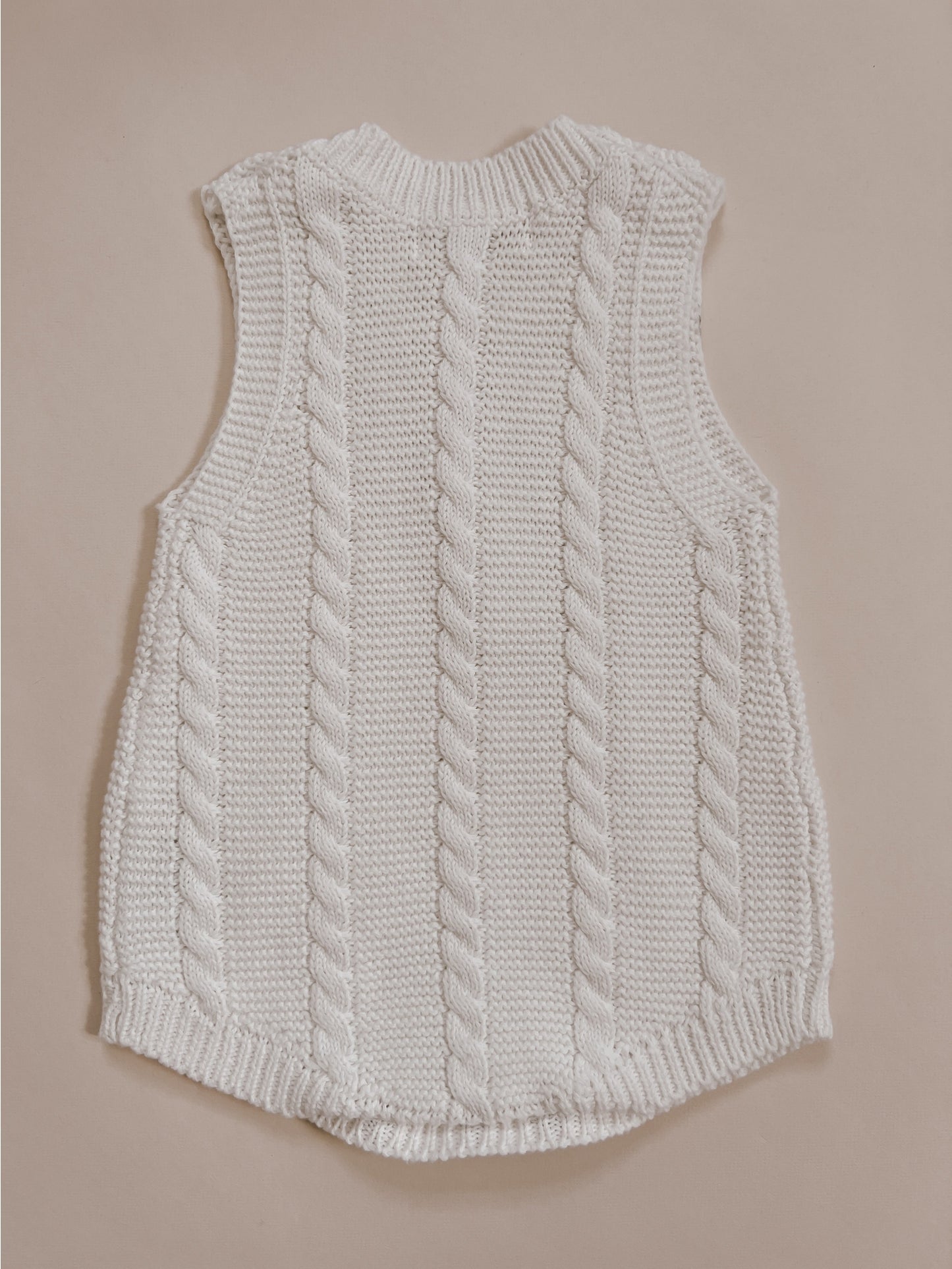 Cable Knit Summer Romper | White