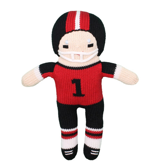 Football Player Knit Doll - Red/Black