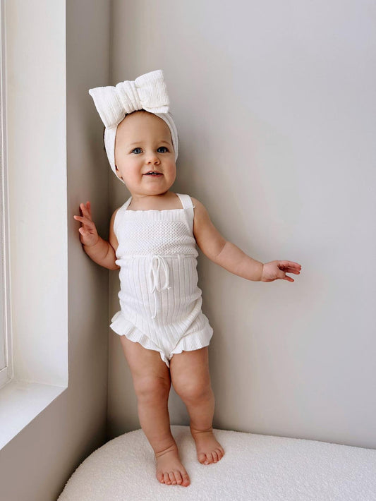 Sleeveless Ruffle Romper | White