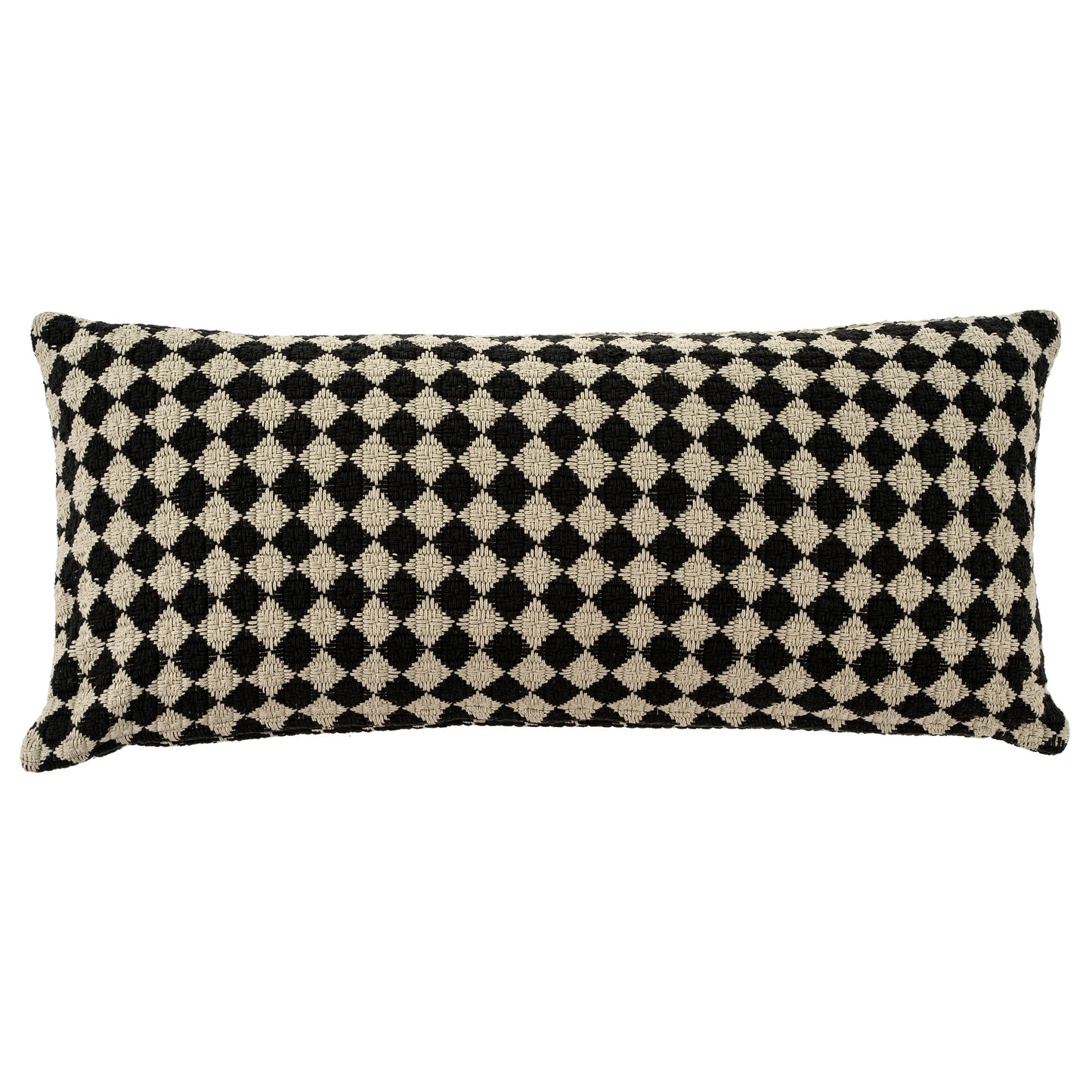 Check Weave Pillow Black | 12x21