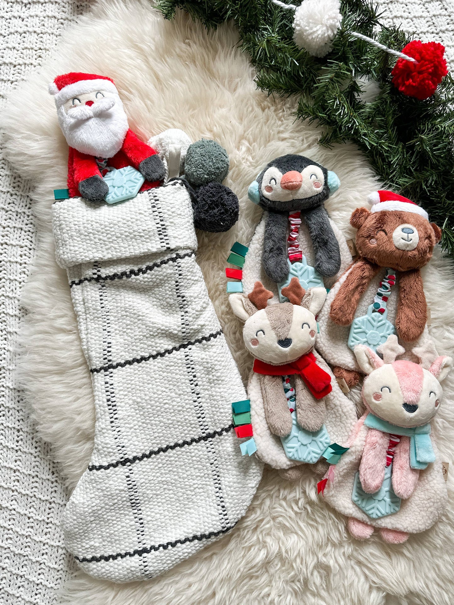 Holiday Itzy Lovey™ Plush + Teether Toy: Bear