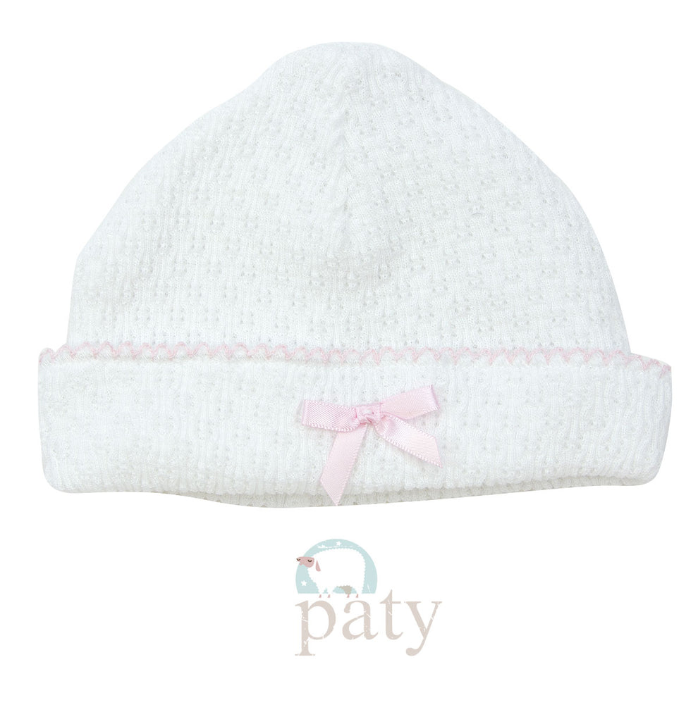 Knit Saylor Cap w/Bow | Pink