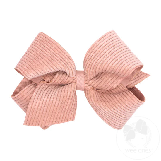 Medium Grosgrain Hair Bow with Wide Wale Corduroy Overlay | Sweet Nectar