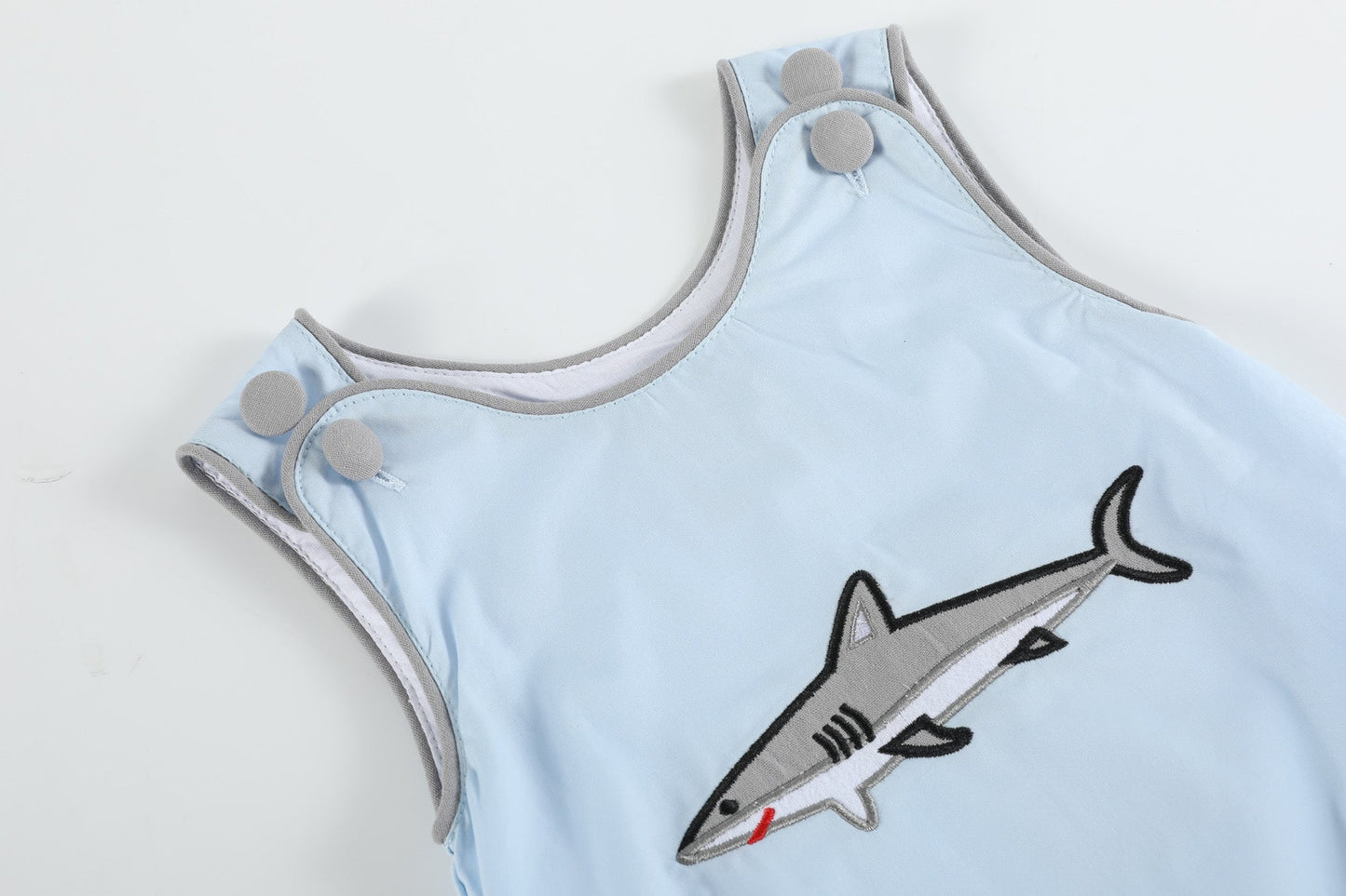 Blue Shark Applique Bubble Romper