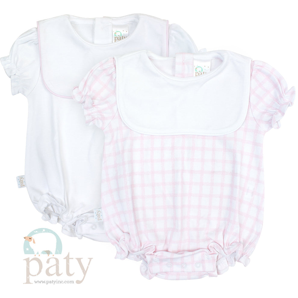 Pima Bubble w/ Bib | Pink Gingham