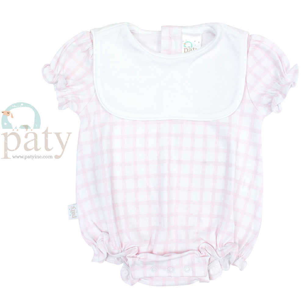 Pima Bubble w/ Bib | Pink Gingham