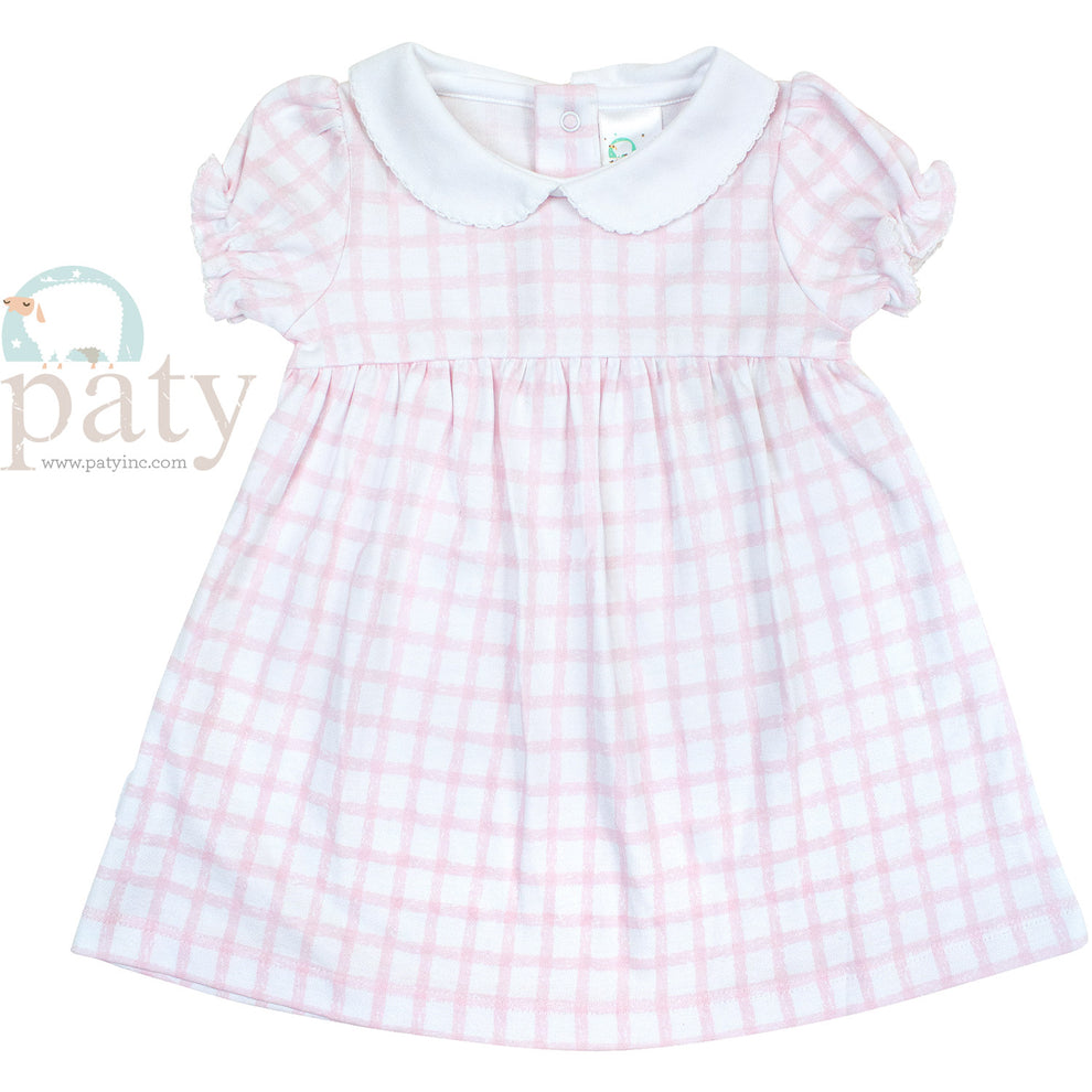 Pima Dress w/ Collar | Pink Gingham