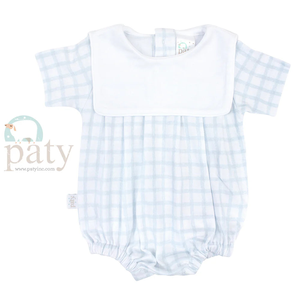 Pima Bubble w/ Bib | Blue Gingham