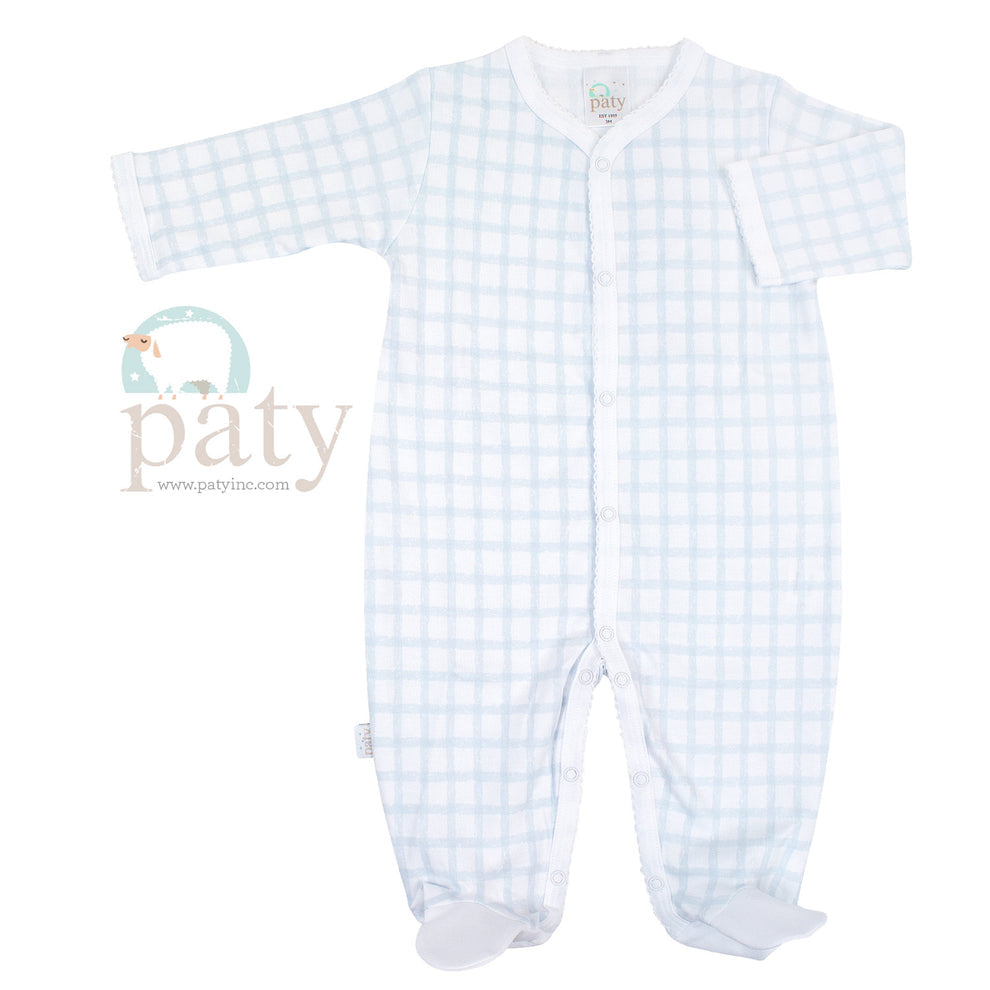 Pima Gingham Footie | Blue