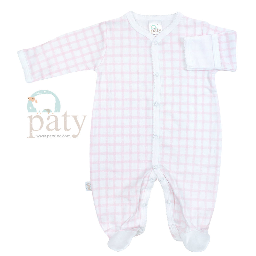 Pima Gingham Footie | Pink