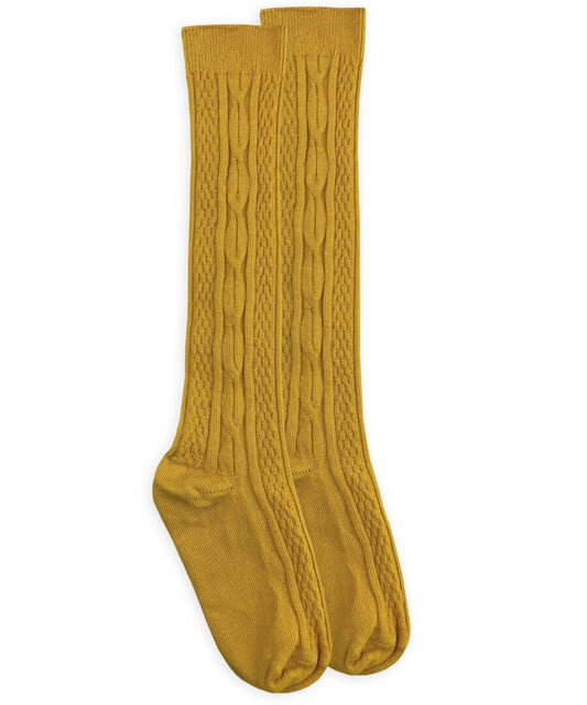 Fashion Cable Knee High Socks | Mustard