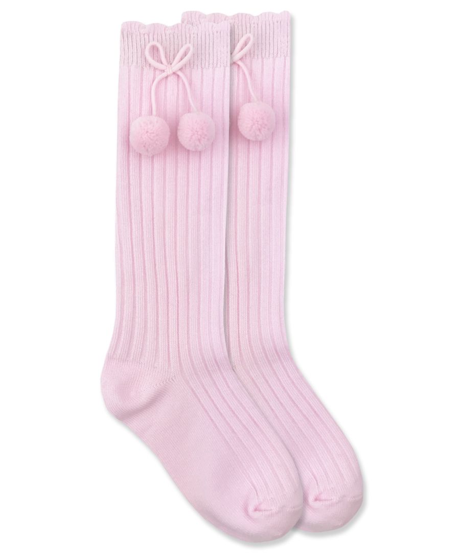 Pom Pom Knee High Socks | Pink