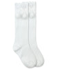 Pom Pom Knee High Socks | White