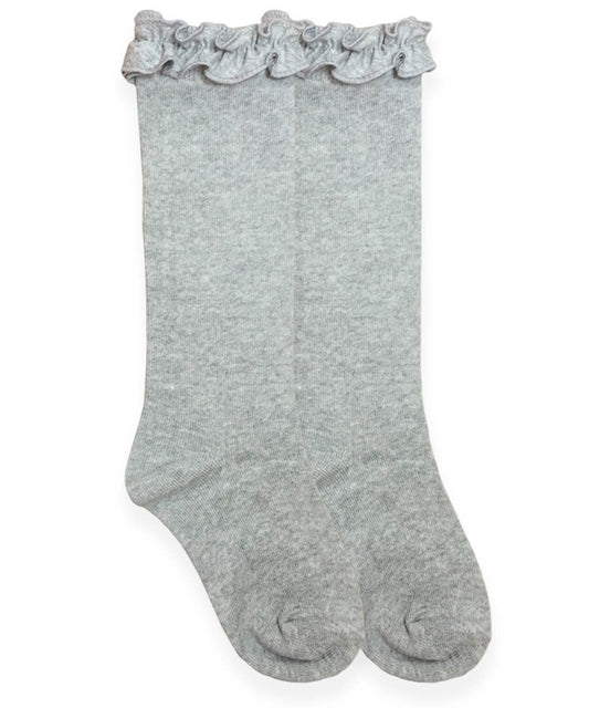 Ruffle Knee High Socks | Heather Grey