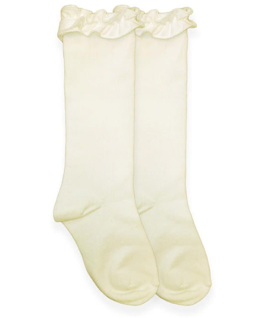 Ruffle Knee High Socks | Ivory