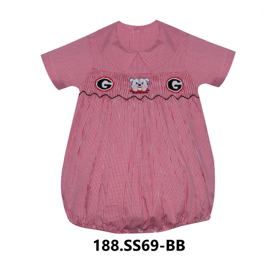 Georgia Bulldog Smocked Boy Bubble