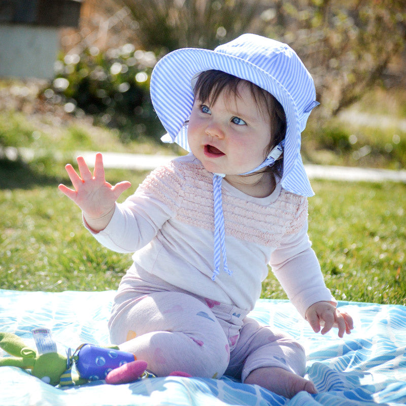 Cotton Floppy Sun Hat | Blue Stripes