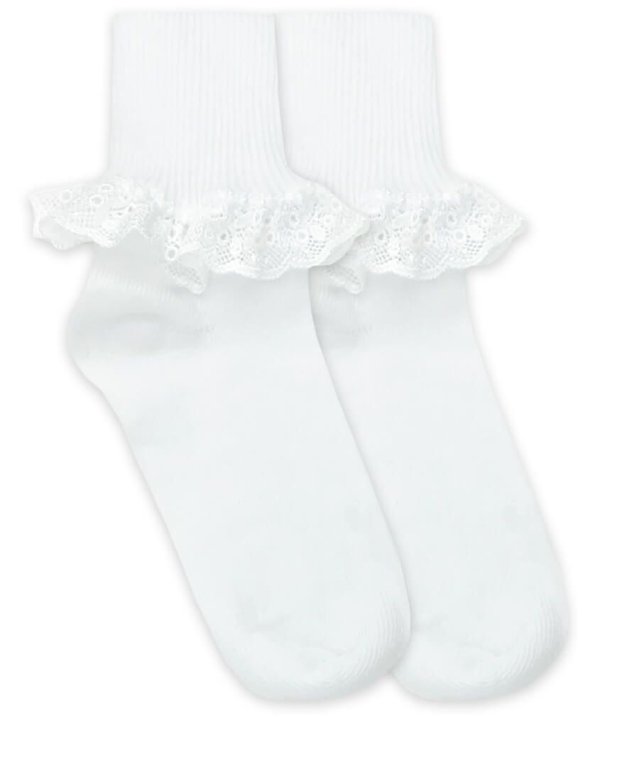 Chantilly Lace Turn Cuff Socks | 1 Pair | White