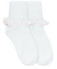 Cluny and Satin Lace Turn Cuff Socks | 1 Pair | White/Pink