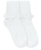 Cluny and Satin Lace Turn Cuff Socks | 1 Pair | White