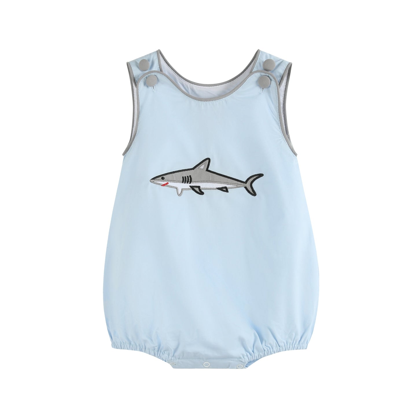 Blue Shark Applique Bubble Romper