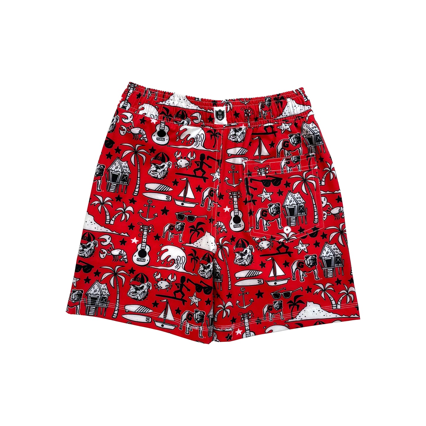 Georgia Bulldogs Luau Floral Swim Trunk | Cherry