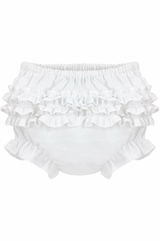 Ruffle Diaper Cover | White Bloomers