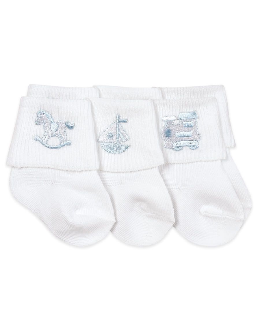 Baby Boy Applique Collection Turn Cuff Socks |  Newborn