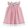 Seersucker Strawberry Smocked Bishop Dress