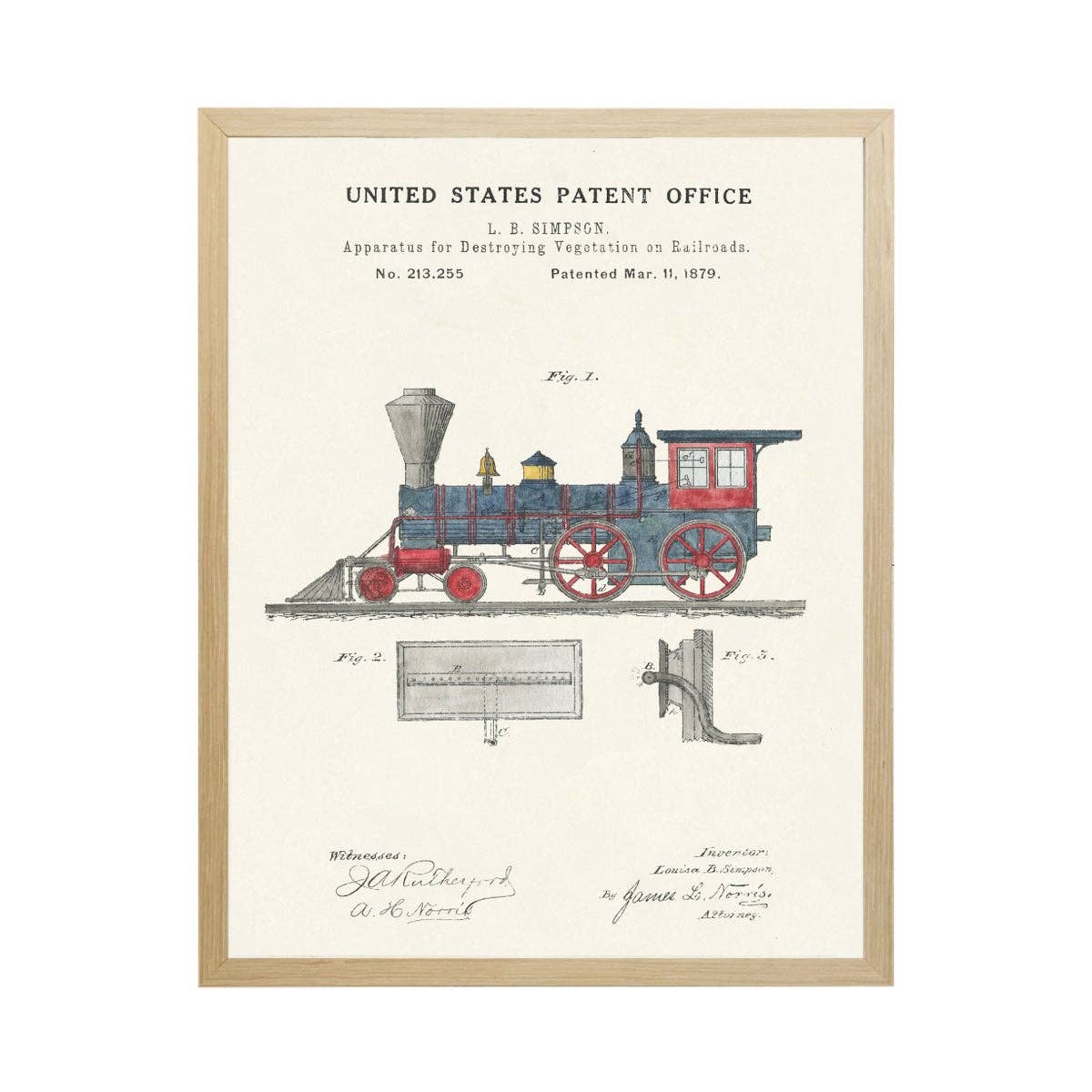 Train Patent Framed Wall Art | 22 x28