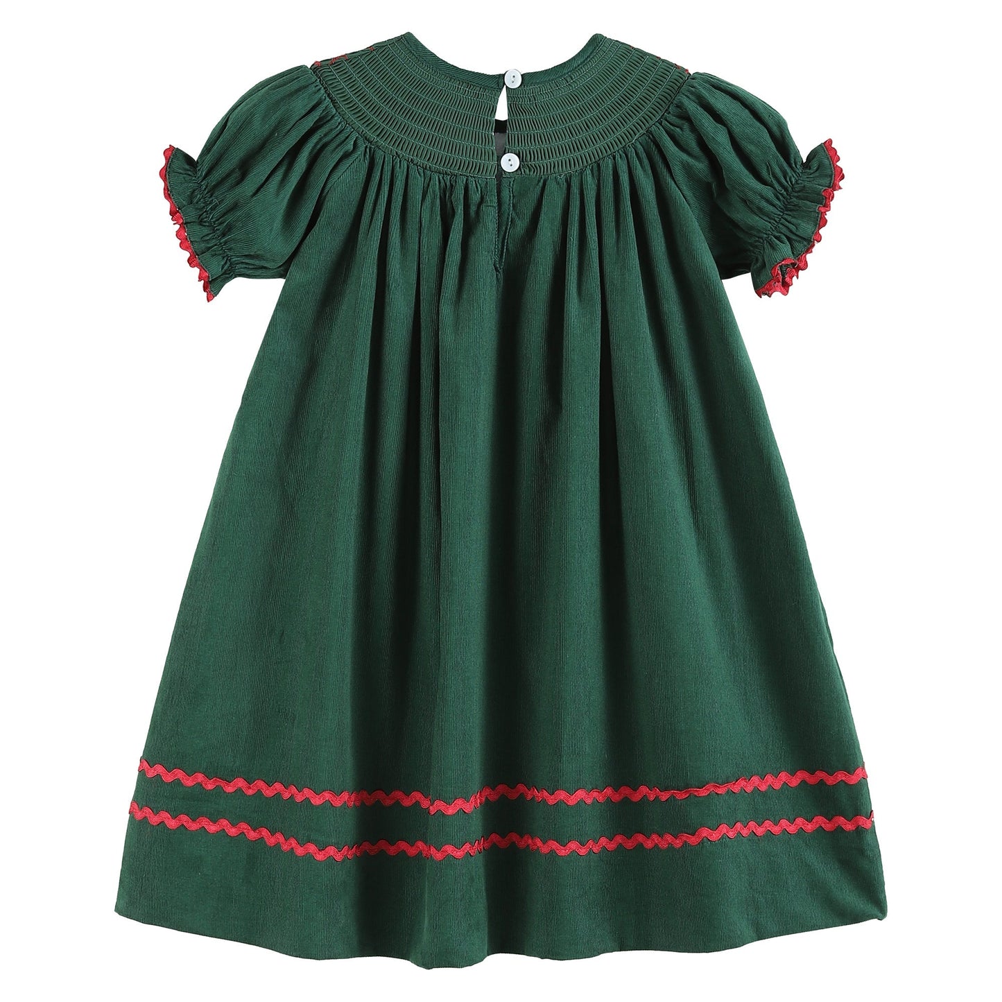 Christmas Mistletoe Smocked Bishop Dress | Green