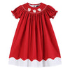 Santa Smocked Bishop Dress | Red/White