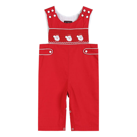 Santa Smocked Overalls | Red/White