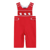 Santa Smocked Overalls | Red/White