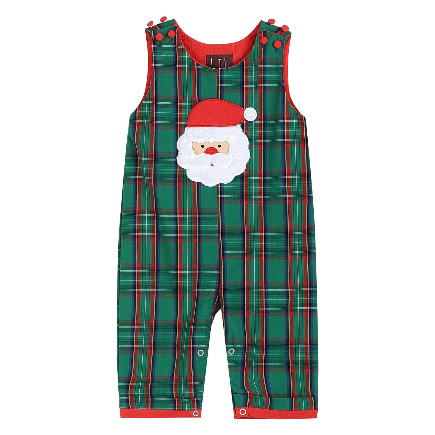 Gingham Santa Overalls | Red/Green