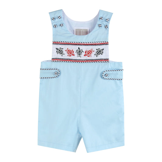 Turtle Applique Smocked Shortalls