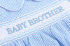 Baby Brother Smocked Collared Romper | Blue Gingham