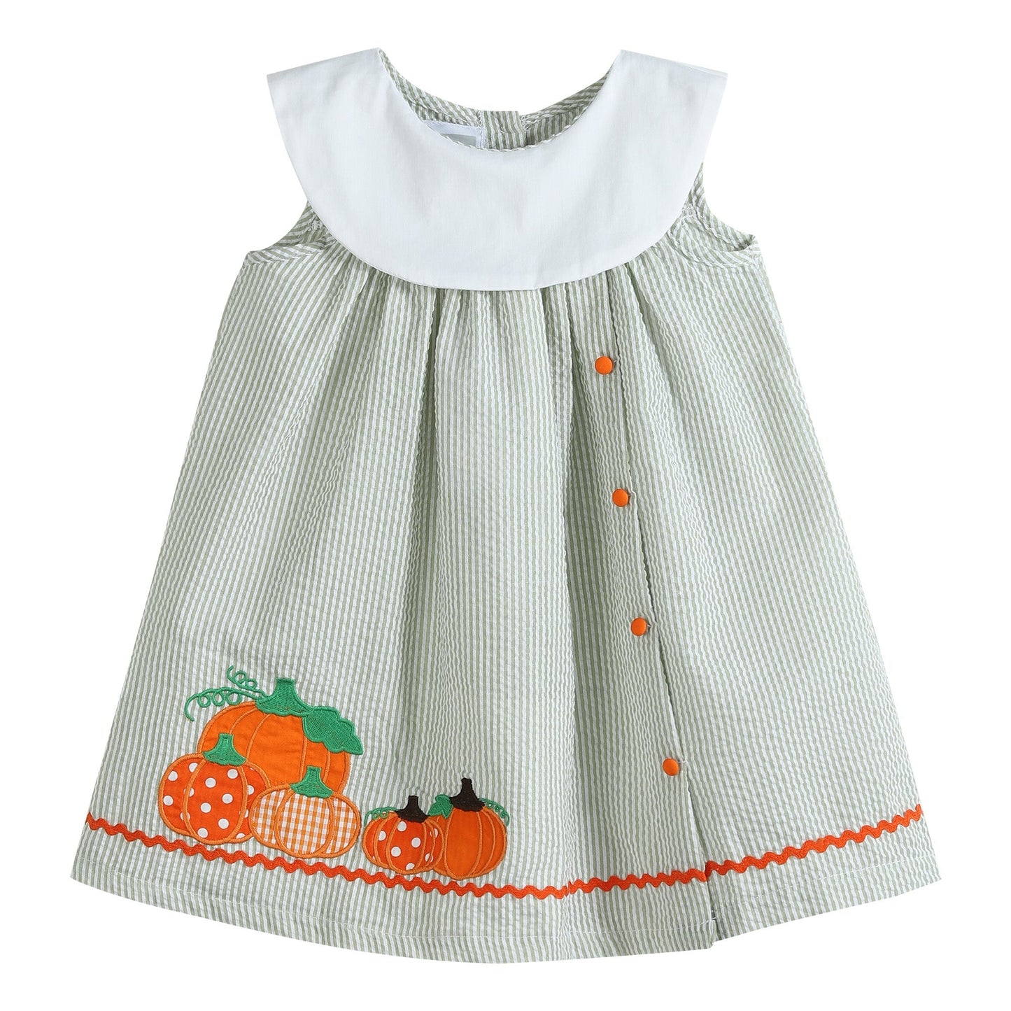 Seersucker Pumpkin Yoke Dress | Green