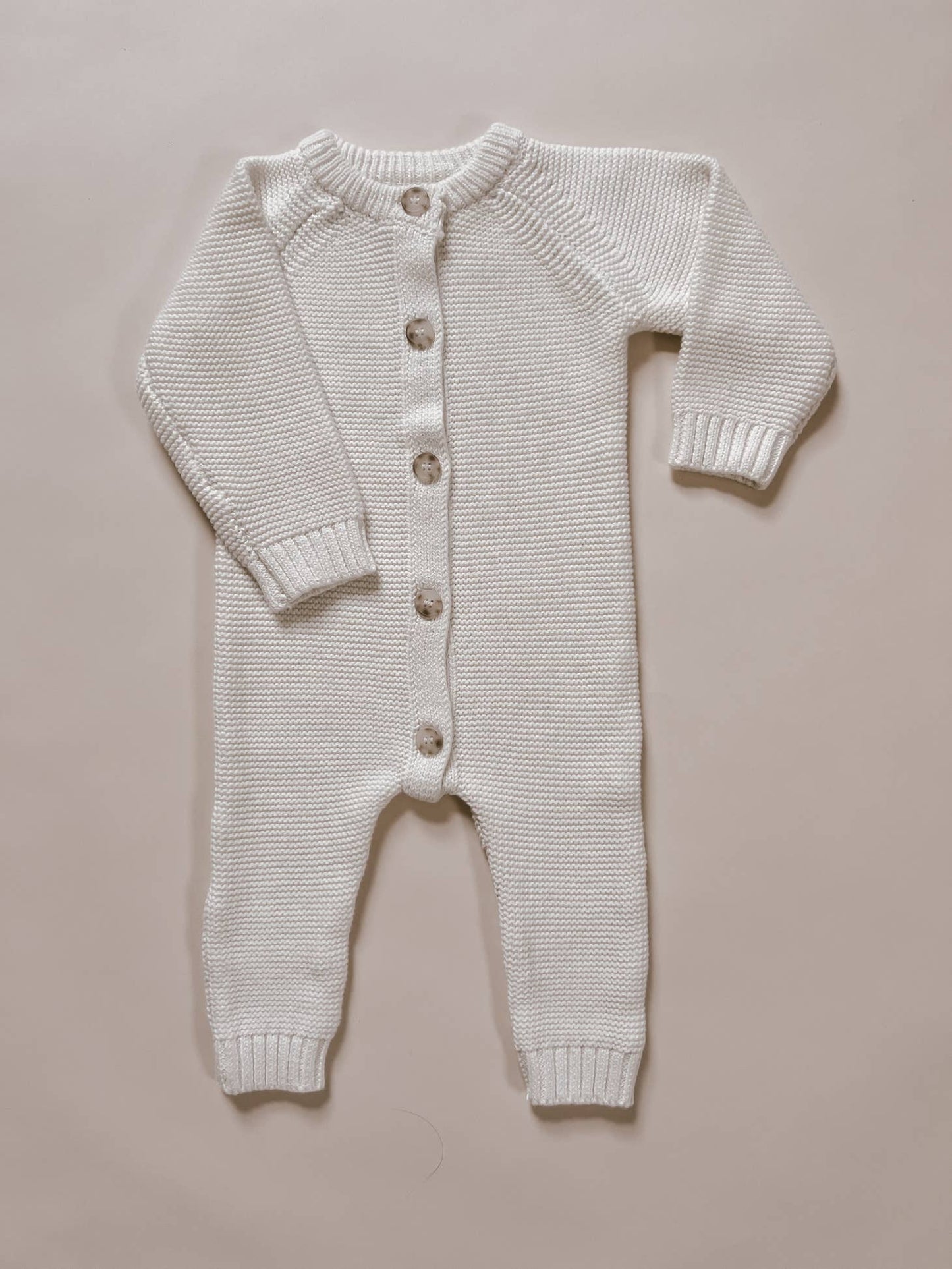 Classic Purl Knit Jumpsuit | White