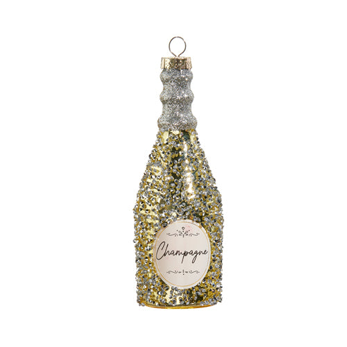 Glittered Champagne Bottle Ornament