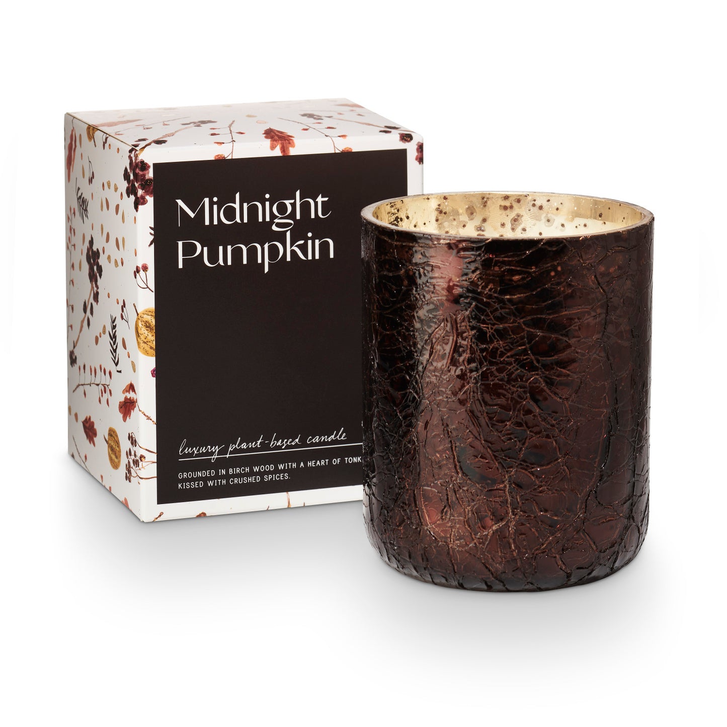 Midnight Pumpkin Crackle Glass Boxed Candle