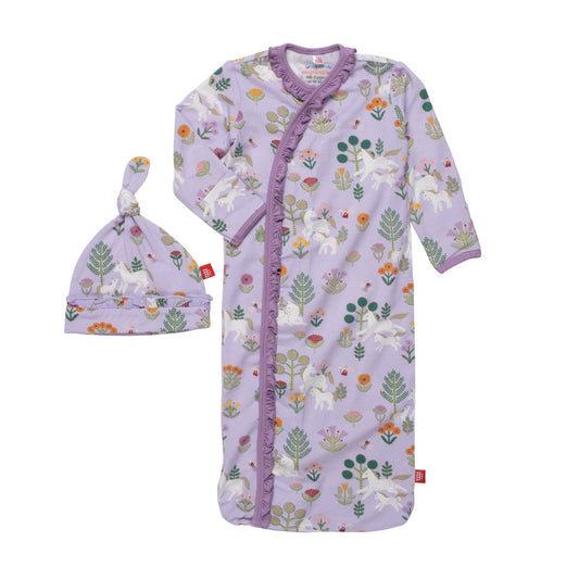 Folk Magic Modal Magnetic Cozy Sleeper Gown + Hat Set