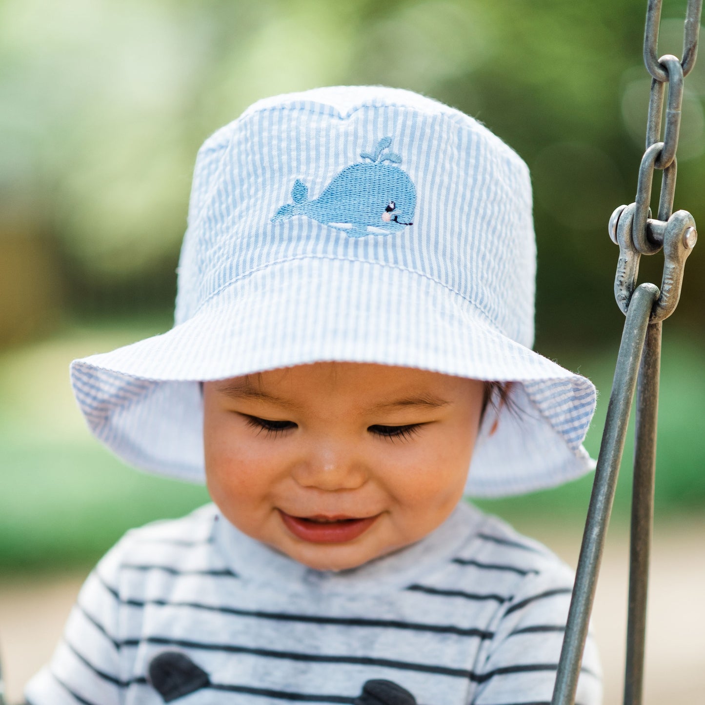 Seersucker Bucket Hat | Blue Whale