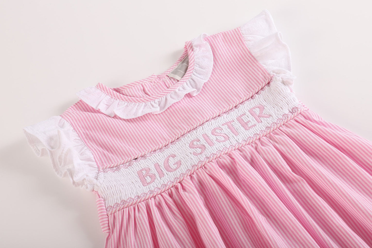 Big Sister Smocked Dress | Pink Striped