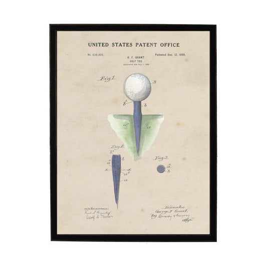 Watercolor Golf Tee Patent | 18x24