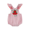 Red Seersucker Strawberry Ruffle Romper