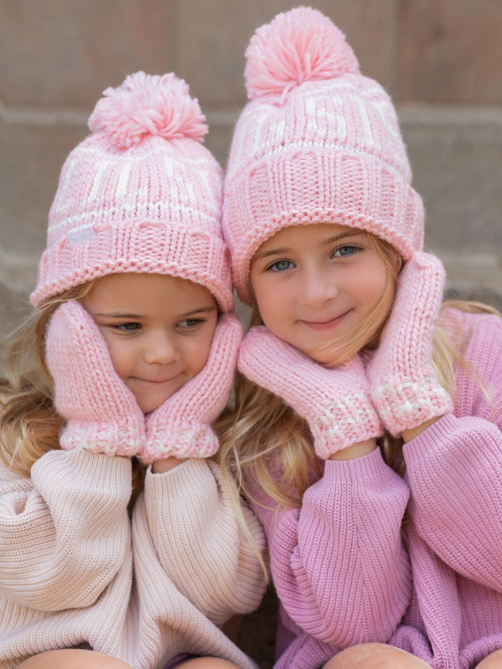 Lil Sis Winter Knit Bobble Hat | Pink