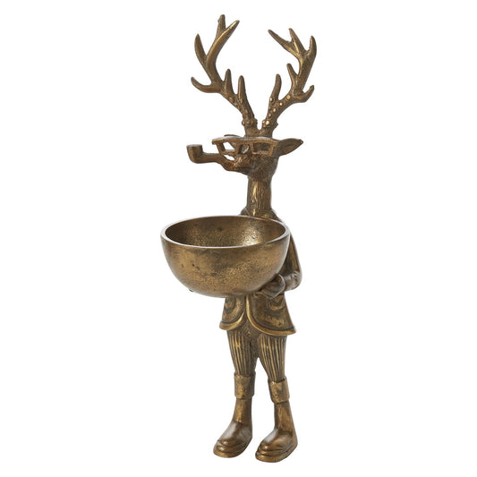 Brass Finish Dish Stand | Deer