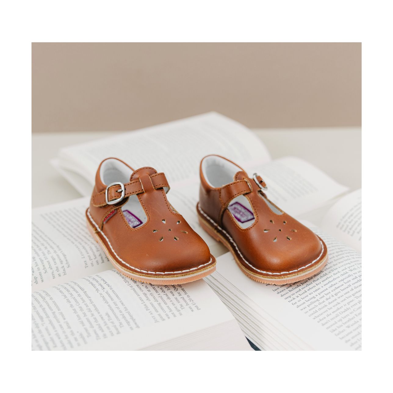 Joy Waxed Leather T-Strap Mary Jane | Cognac