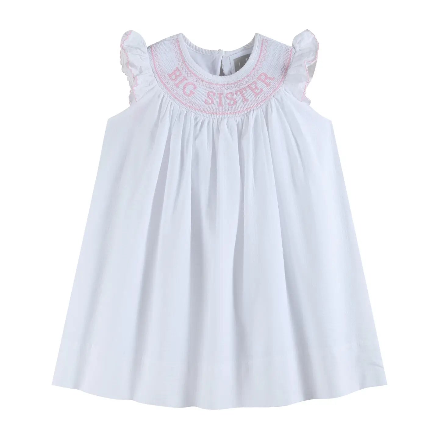 Big Sister Smocked Bishop Dress | White